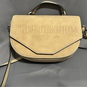 True Religion Camel Tan Suede Crossbody Bag